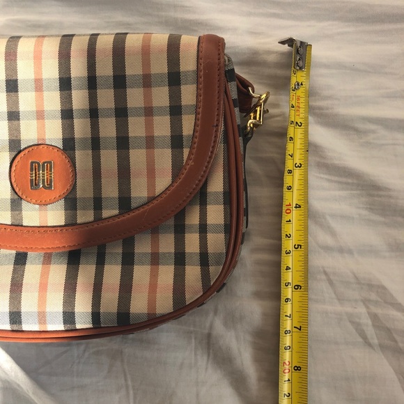 Vintage 80s Plaid Canvas/ Leather Cross Body Bag - Picture 12 of 16